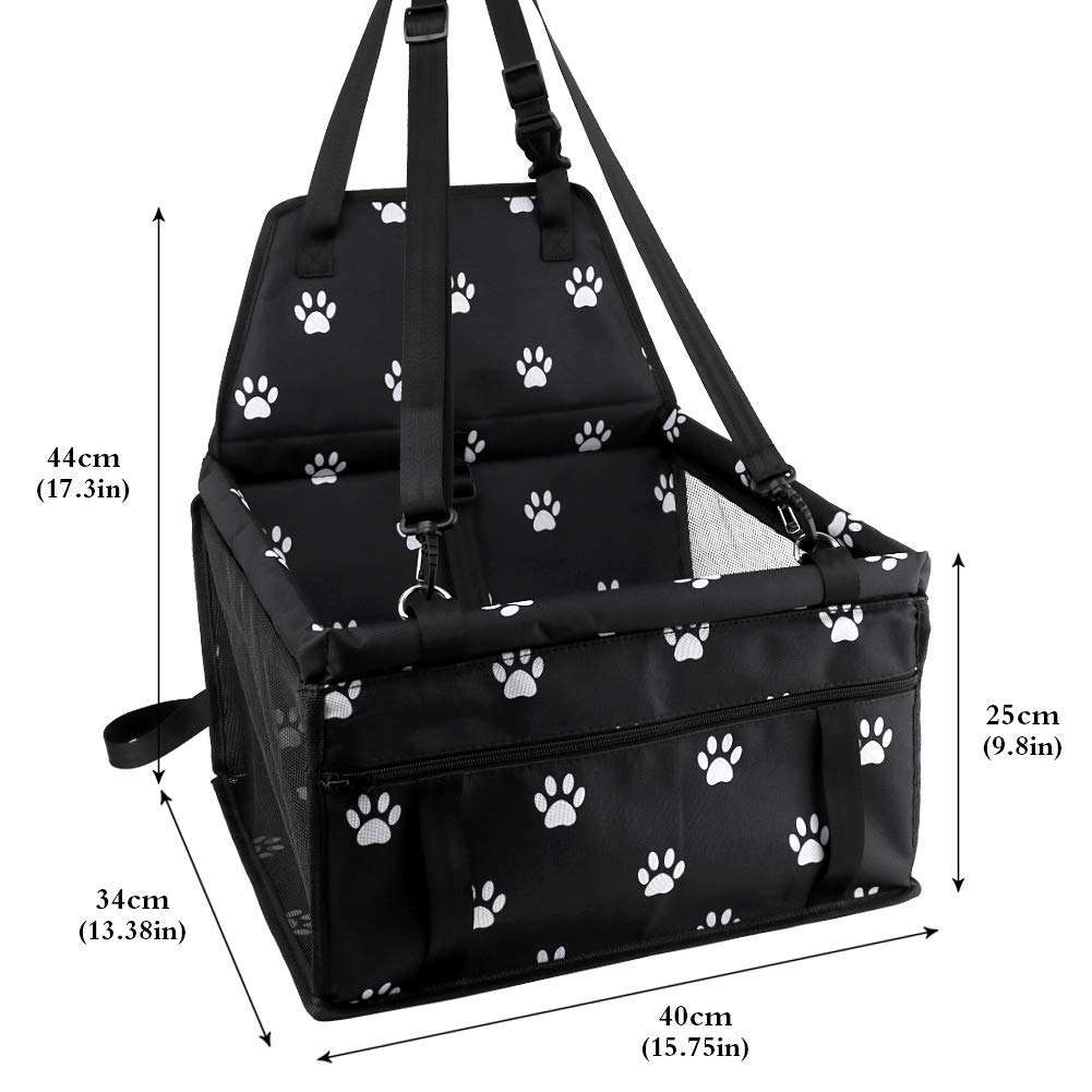 Petbobi Pet Reinforce Car Booster Seat for Dog Cat Portable and Breathable Bag with Seat Belt Dog Carrier Safety Stable for Travel Look Out,with Clip on Leash with PVC Tube (Foot)