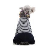 Winter Coat for Dogs - Warm Cotton Cold Weather Striped Round Neck Pajamas, Long Sleeves Jumpsuit, Color-Blocked Clothes for Small Medium Dogs, Onesie Anti Hair Shedding