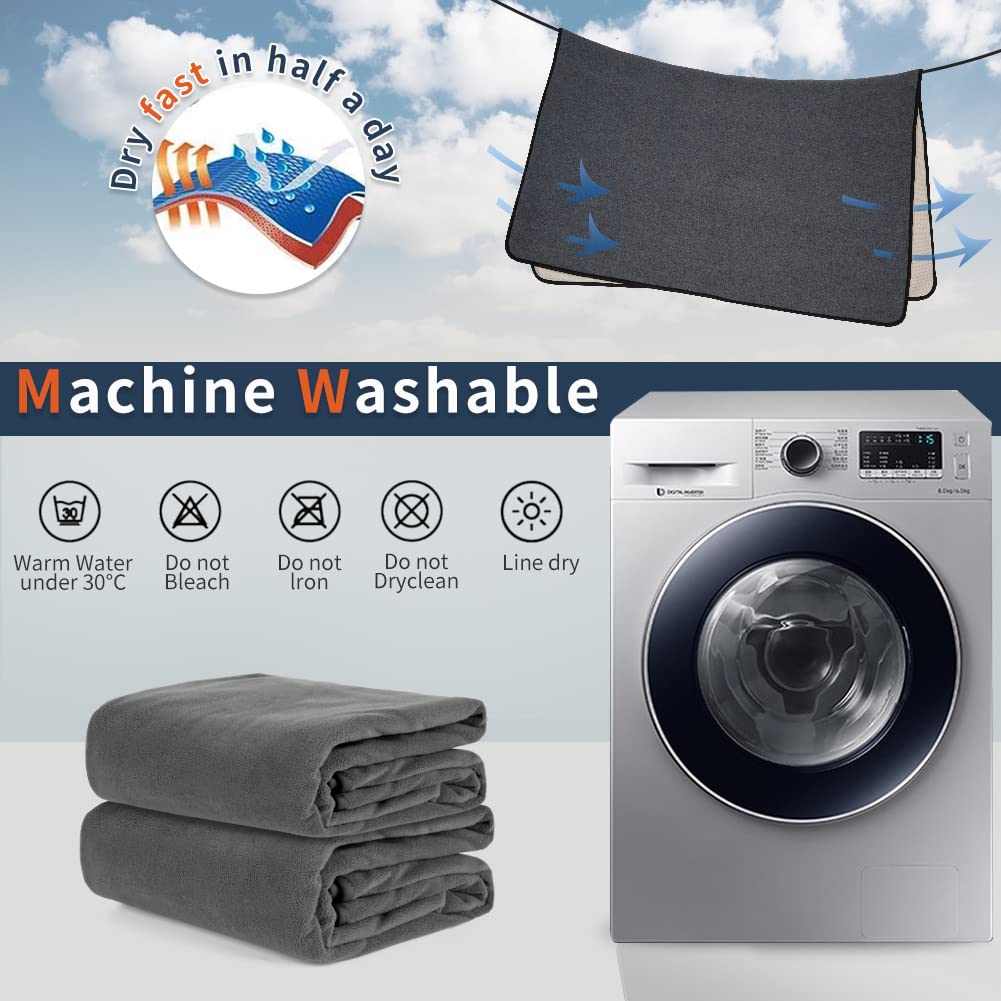 Washable Pee Pads for Dogs, Extra Large Reusable Dog Pee Pad, Waterproof Pet Mat, Dog Playpen Mats for Puppy Training Whelping Playpen Pads, Grey, 65x48 inch