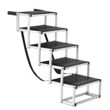VEVOR 4-Step Dog Car Steps, Folding Dog Ramp with Nonslip Surface, Portable Pet Steps in Aluminum for Car, SUV and Truck, Supports up to 250 lbs
