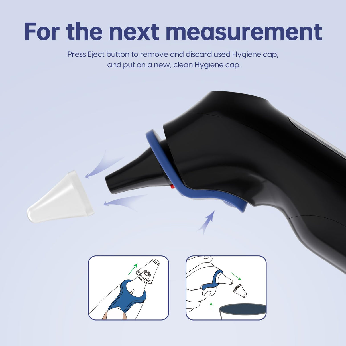 Femometer Family Ear Thermometer, Highly Accurate Ear Thermometer for Kids, Adults and Babies, 30 Memory Recall, 1s Result and 3-Color Fever Alert, with 24 Disposable Probe Covers, Blue