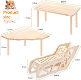 3-Piece Set Hamster Platform Play Wooden for Dwarf Syrian Hamsters Gerbils Mice or Other Small Pets
