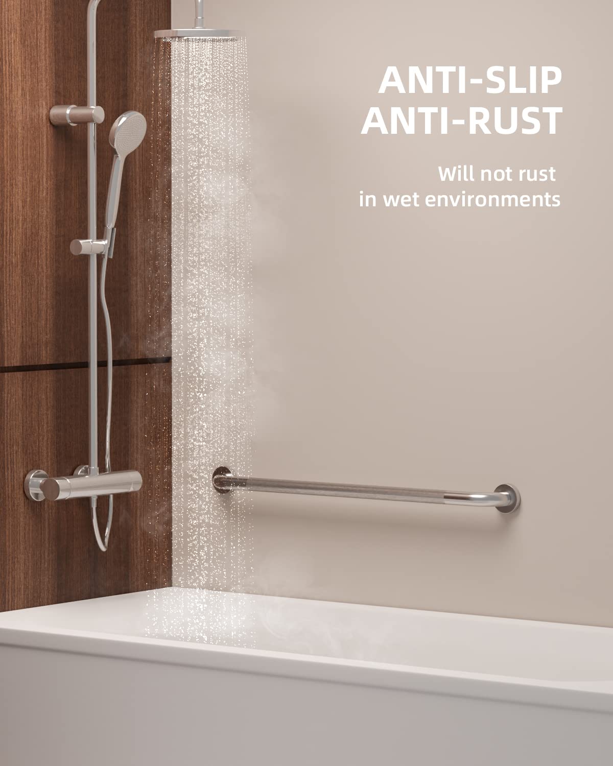 32 Inch Anti Slip Shower Grab Bar, Munzong Stainless Steel Bathroom Grab Bar, Satin Brushed Nickel Knurled Bathroom Balance Bar,Safety Hand Rail Support Handicap Elderly Senior Assist Bath Handle