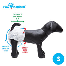 Load image into Gallery viewer, Paw Inspired 32ct Disposable Dog Diapers | Female Dog Diapers Ultra Protection | Diapers for Dogs in Heat, Excitable Urination, or Incontinence (Small)
