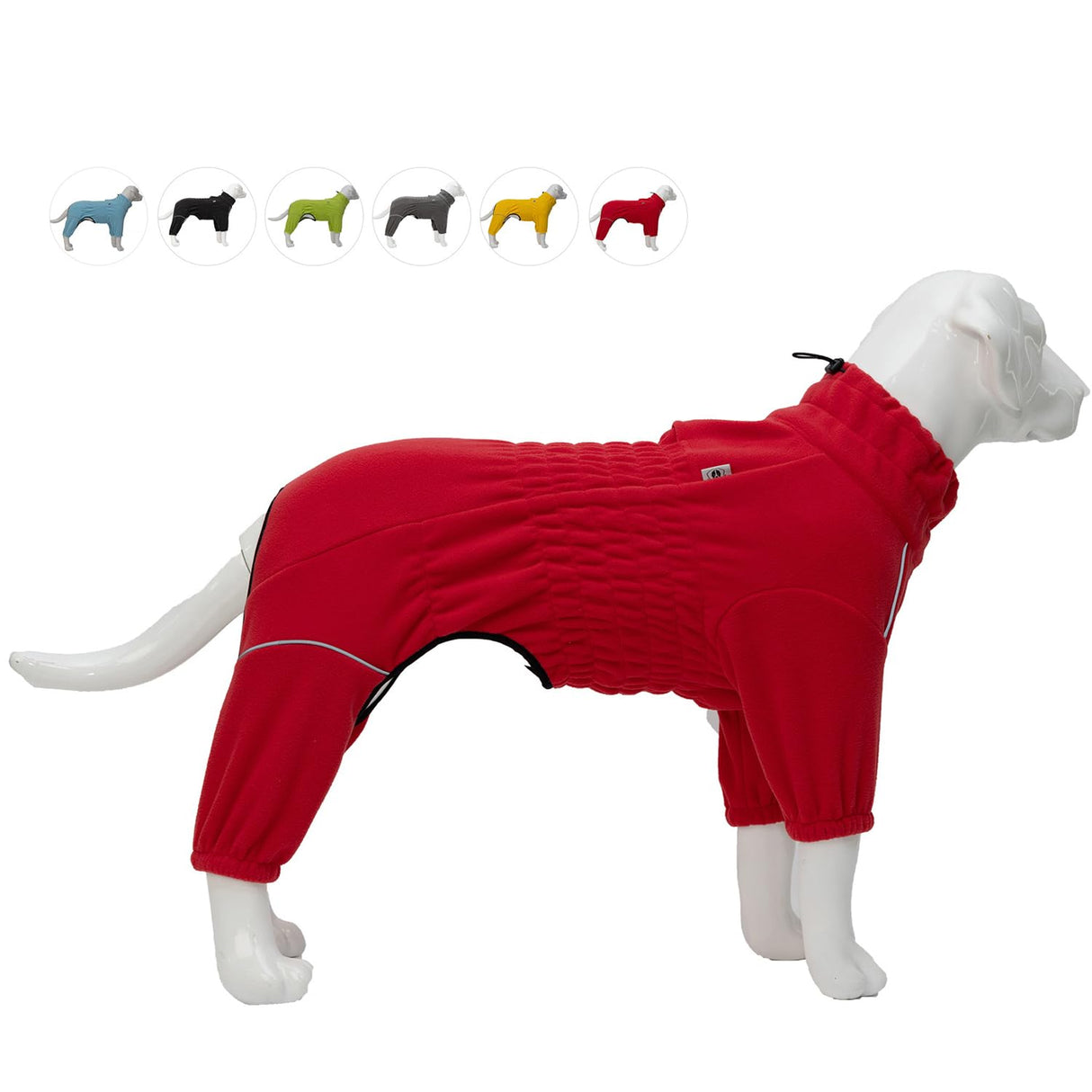 Lovelonglong Warm Dog Coat, Windproof Dog Jacket for Small Medium Large Dogs, 4 Legged Fleece Dog Winter Coat Zippered Closure Dog Outdoor Jacket Red S