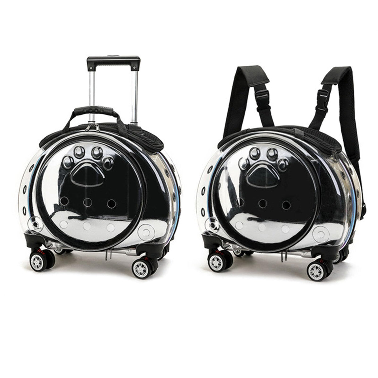gihusrzx Pet Trolley Case with Upgraded Detachable Silent Wheels, Clear Ventilation Holes Cat Dog Carrier, Cat Dog Carrier with Telescopic Handle, Perfect for Traveling/Taking a Walk Black