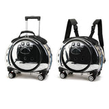 gihusrzx Pet Trolley Case with Upgraded Detachable Silent Wheels, Clear Ventilation Holes Cat Dog Carrier, Cat Dog Carrier with Telescopic Handle, Perfect for Traveling/Taking a Walk Black