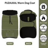 PUZAUKAL Dog Coat, Large Dog Jacket, Windproof Dogs Puffer Jacket, Fleece Lined Warm Dogs Winter Coat with Harness Hole (Army Green XL)