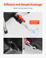 VEVOR Canvas Fish Pond, 270 Gal Above Ground Fish Pond, PVC Koi Tank with Clear Viewing Panel, Rectangular Goldfish Tank with Stainless Steel Frame & Drain Valve, for Breeding Koi, Irrigation(Black)