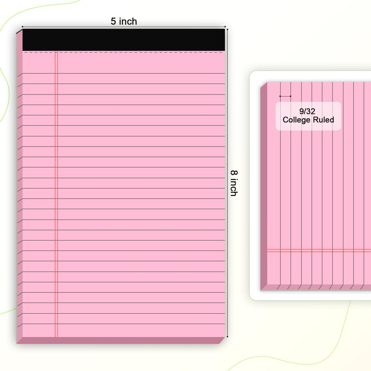 5pcs Small Note Pads 5x8 Notebook College Ruled Legal Pads Color Notepads 5 Pack Study Back Writing Pads 5 x 8 Perforated Narrow Ruled Pads of Paper for School & Office Supplies 30 Sheets/Pack