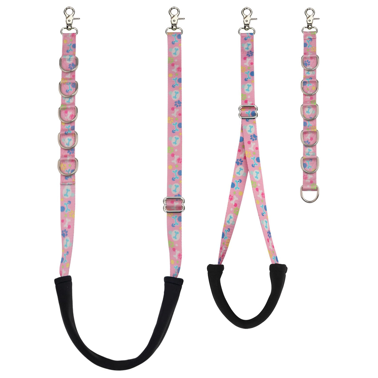 Dog Grooming Belly Straps – Adjustable Grooming Loops with Cute Paw & Bone Pattern Pet Grooming Belly Support Band Table Accessories for Small Medium Large Dogs(Light Pink)