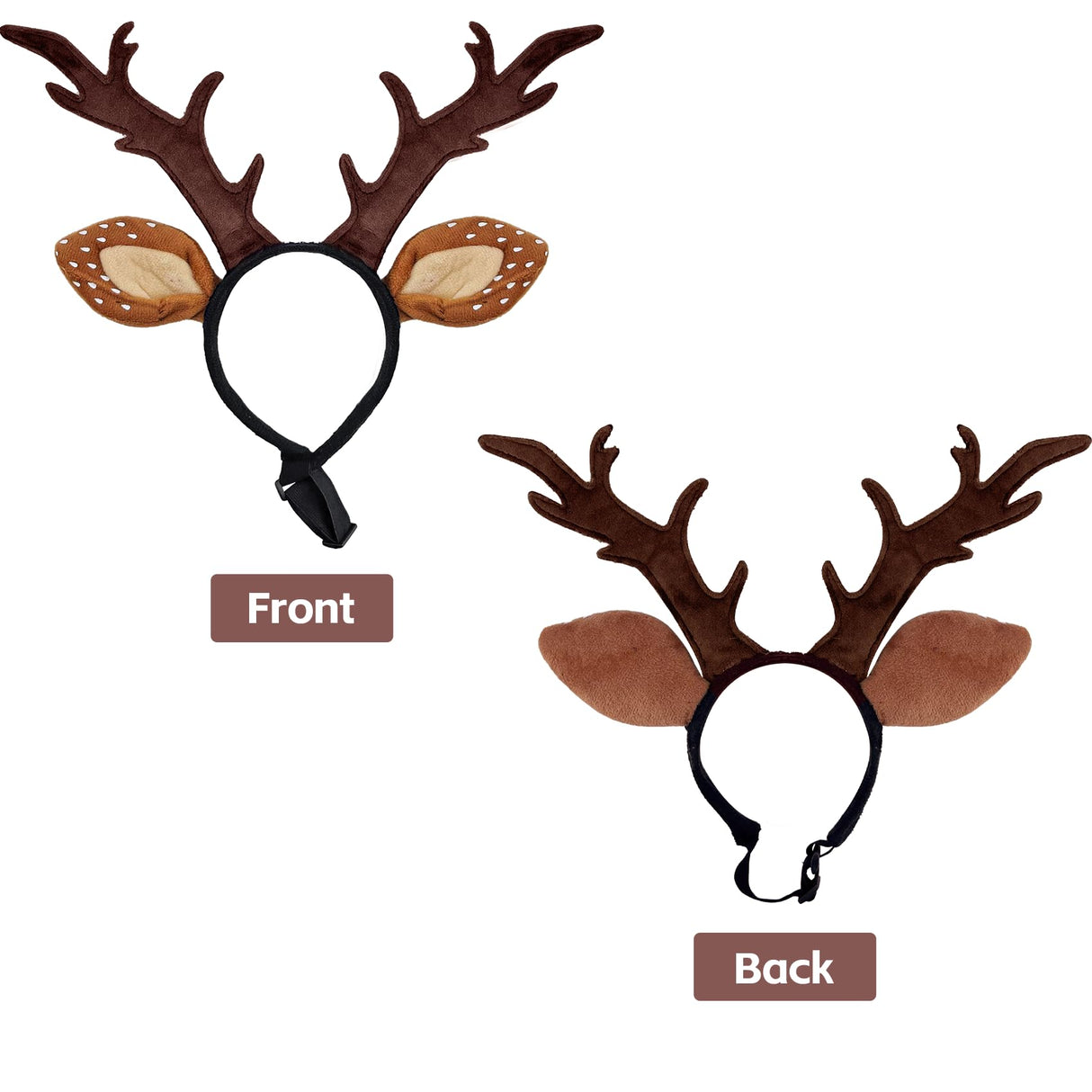 KUDES Dog Cat Christmas Reindeer Antlers Headband Classic Adjustable Elk Hat Headwear Pet Deer Cospaly Costumes Accessories (L(for Medium Big Dogs))