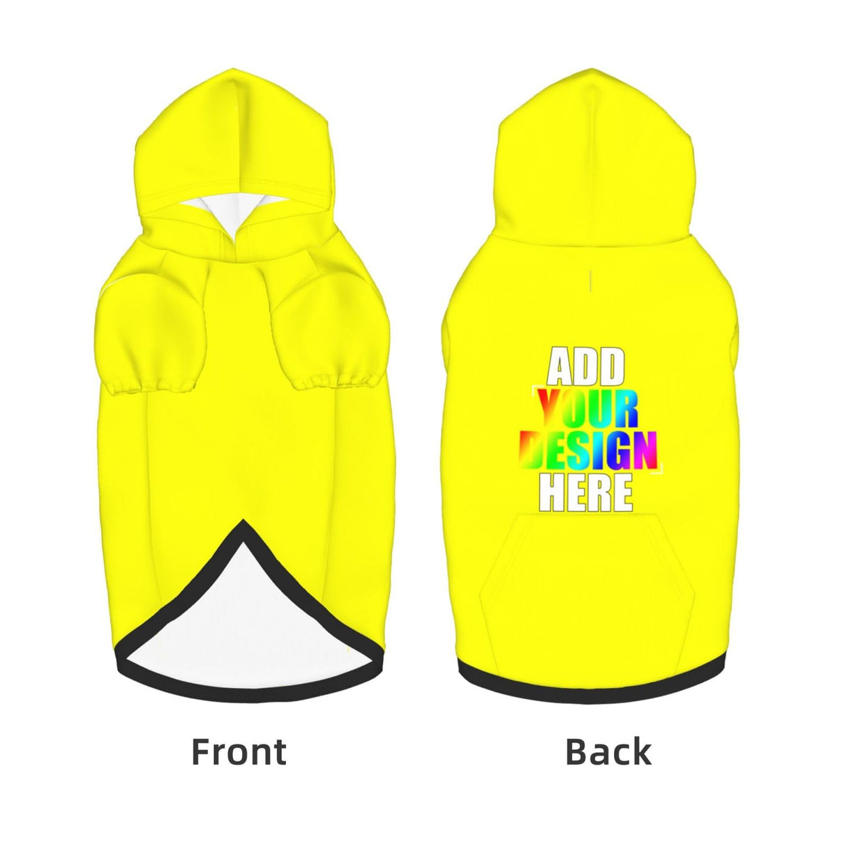Personalized Pet Sweatshirt, Custom Dog Clothes Hooded with Pocket, Customize Hoodies for Dogs, Puppy, Cat,XXL, Yellow