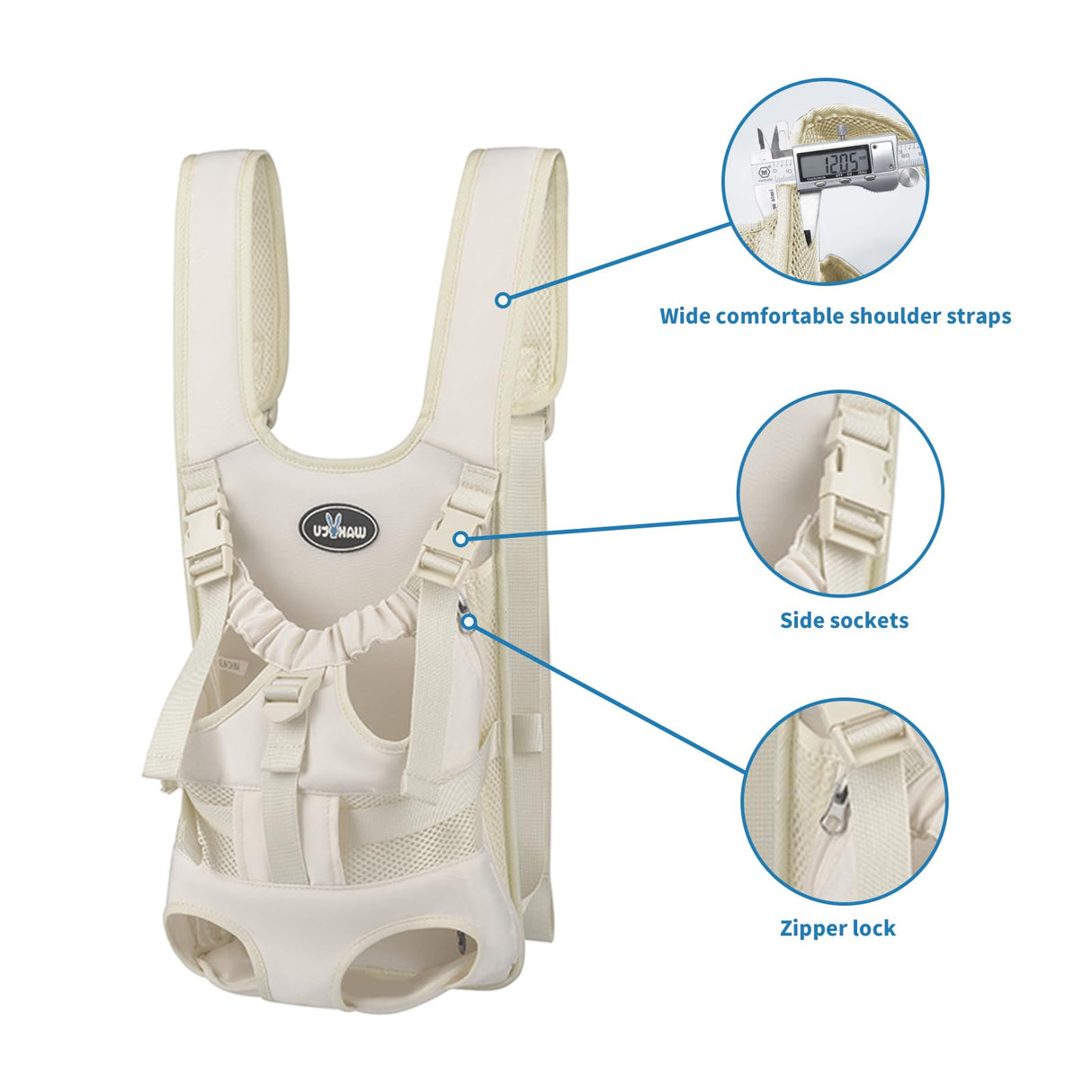 Wakytu Dog Front Carrier Backpacks for Small Dogs, Legs Out Pet Carrier Sling Backpack with Adjustable Padded Ventilated Shoulder Straps, Easy-Fit for Traveling Hiking Camping