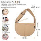 NATUYA Small Dog Carrier Sling Cat Sling, Adjustable Strap Comfy Stylish Puppy Pouch with Big Pockets for Travel Walking Subway (Brown,Adjust Strap-Canvas)