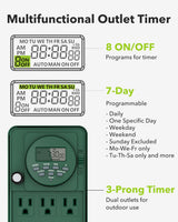 BN-LINK 7 Day Heavy Duty Outdoor Digital Stake Timer, 6 Outlets, Weatherproof, Perfect for Outdoor Lights, Sprinklers, Christmas Lights