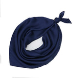 Vimate Navy Blue Satin Scarf - Ladies 27'' x 27'' Square Dark Blue Silk Like Head Scarf for Women Hair Wrap Bandana Handbag Purse Accessory (Style 82)