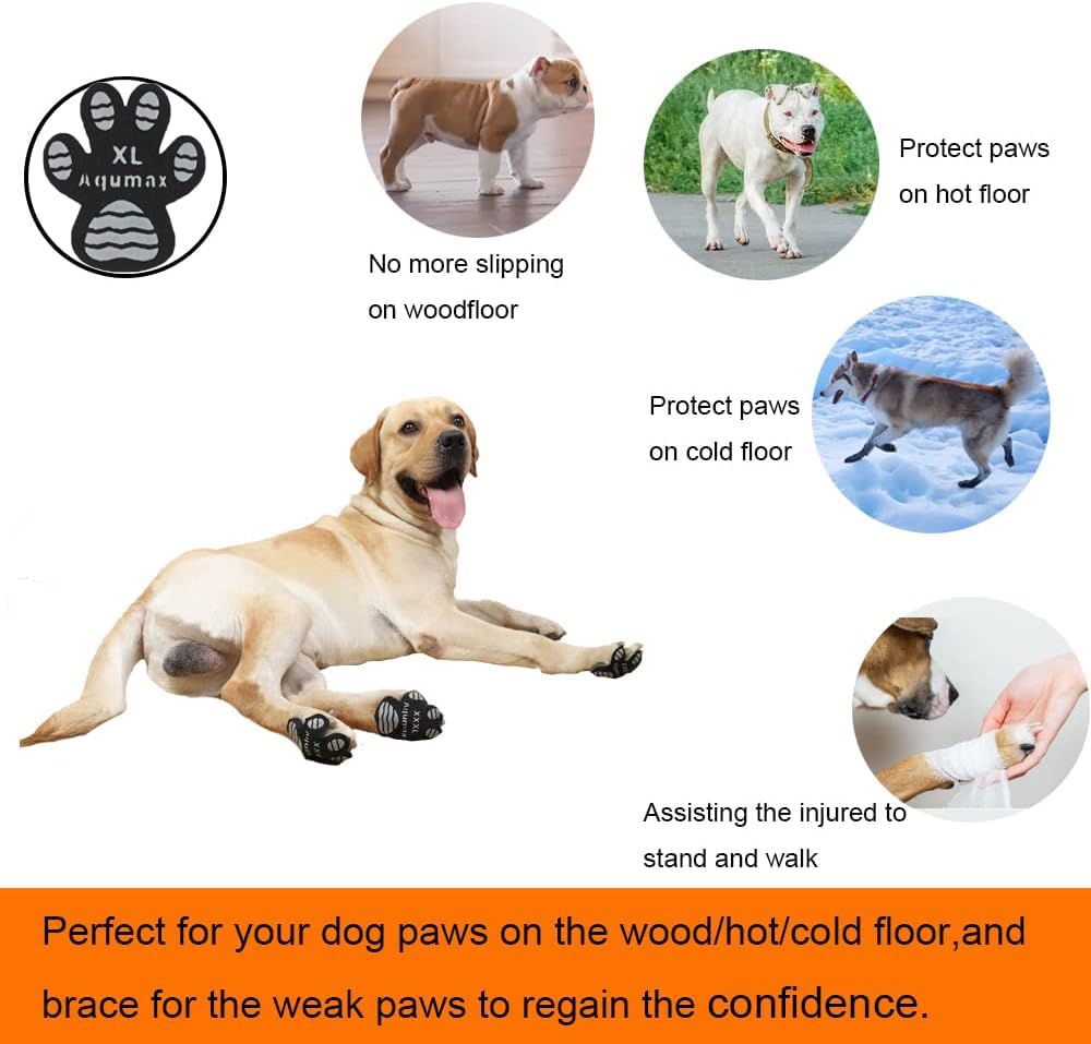 Aqumax Dog Anti Slip Paw Grips Traction Pads,Dog Feet Stickers with Stronger Adhesive,Paw Protection to Provide Traction for Slippery Floors,Essentials for Senior Dogs,12 Sets (48 pcs) XXL Black
