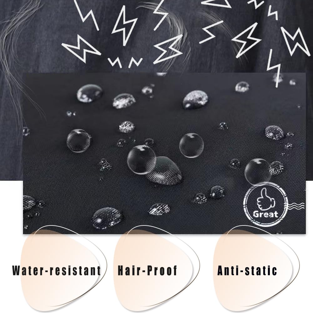 Dog Grooming Smock for Men Women, Anti-Static Smock for Pet Shop Dog Cat Grooming Bathing, Short Sleeves, Water Resistant and Hair Proof, (Solid Black L)