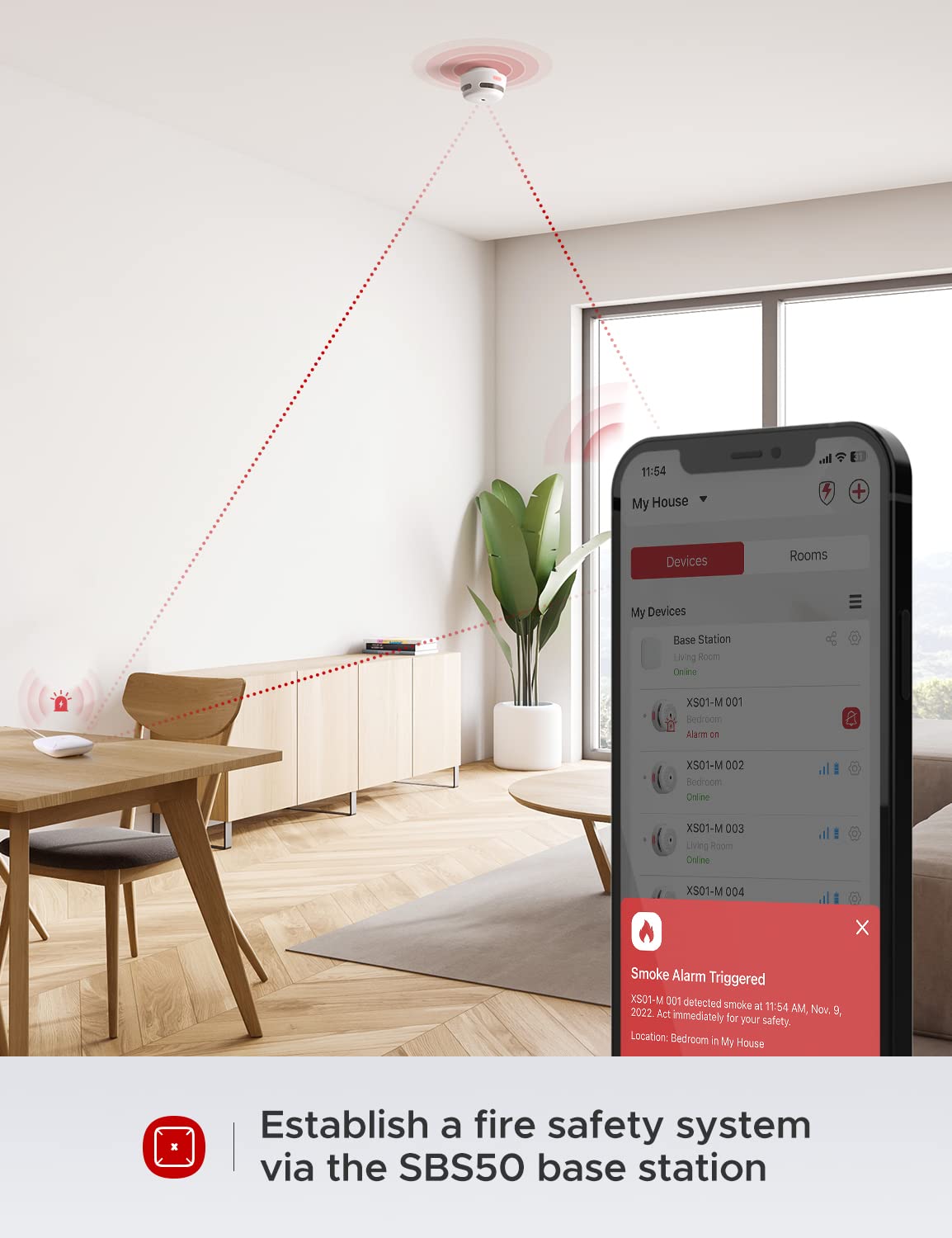 X-Sense Smart Smoke Detector XS01-M, Wi-Fi Smoke Alarm, an Accessory for FS31 Smoke Alarm Kit, Wireless Interconnected Mini Smoke Detector Fire Alarm, Model XS01-M, Single Pack