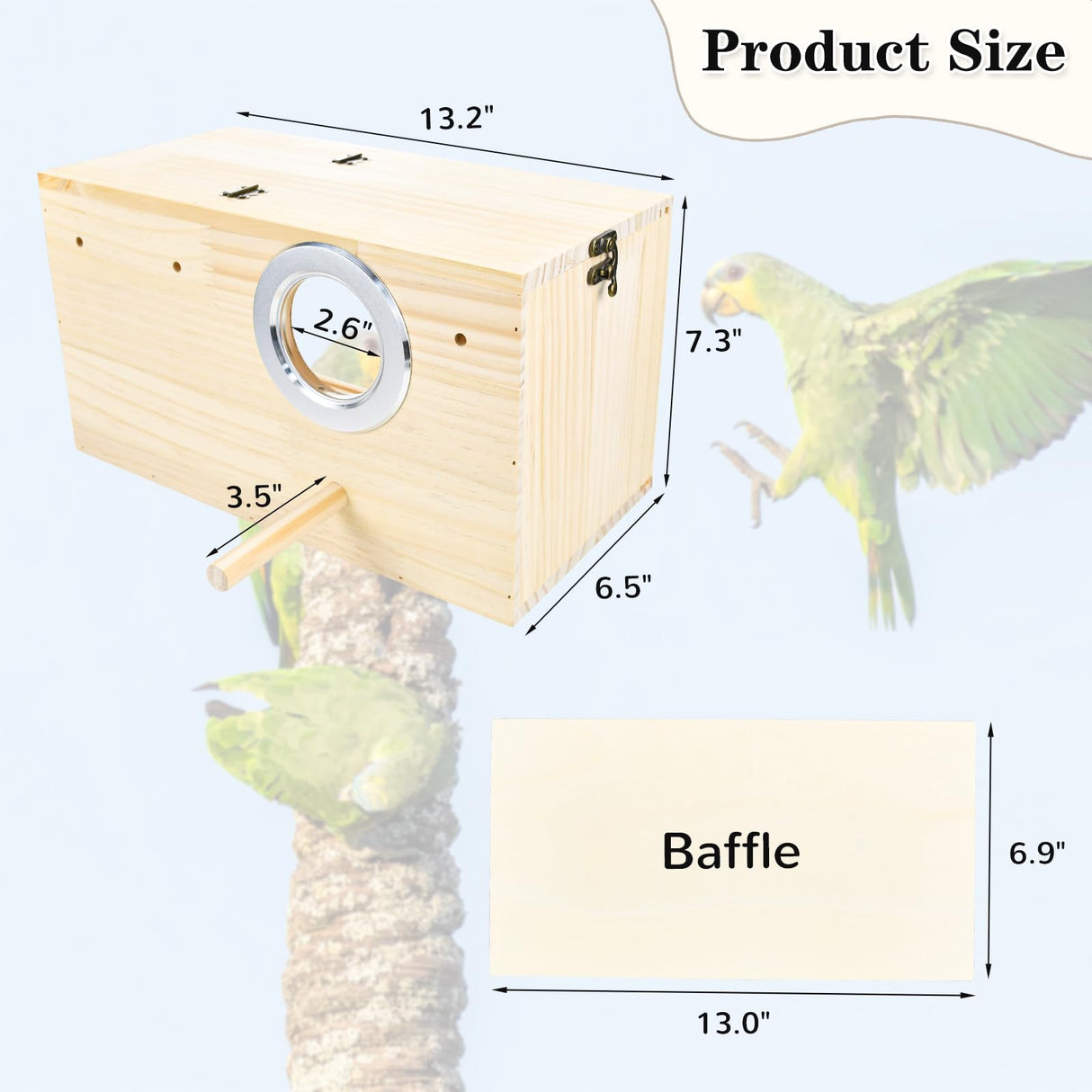 CooShou Parakeet Nesting Box Cockatiel Nesting Natural Pine Bird Nest Bird Breeding Box House Acrylic Transparent Bird Box with Detachable Wooden Board for Lovebirds Cockatiel Budgie Conure Parrot XL