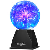 Theefun Blue Plasma Ball: 6 Inch Plasma Globe Touch & Sound Sensitive Plasma Ball Lamp Electric Ball Lightning Novelty Light for Parties, Home, Prop, Decoration, Christmas Gifts
