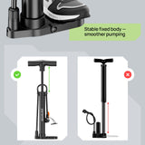 Bike Pump Floor, Advanced Bike Tire Inflator, Bicycle Hand Air Pump with Dual Presta and Schrader Valves, Handheld Pump, Suitable for Road and Mountain Bikes, Baby Stroller, Balls (Portable)