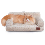 Hollypet Fluffy Dog Cat Bed Pet Couch Beds Plush Soft Warming Washable Puppy Bed for Small Medium Dogs and Large Cats, Leopard, 24" L x 18" W x 10" Th