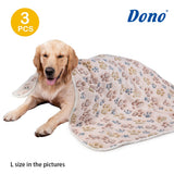 Dono 1 Pack 3 Dog Blankets, Soft Fluffy Fleece Pet Blanket Warm Sleep Mat Paw Print Design Puppy Kitten Throw Blankets Doggy Blanket for Dogs