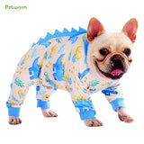 PetWarm Dog Pajamas, Pajamas for Dogs, All-Season Wear for Daily Walks and Indoor Rest, Travel-Ready for Car Rides, Helps Contain Loose Hair During Seasonal Changes, Dinosaur Print, Light Blue, 2XL