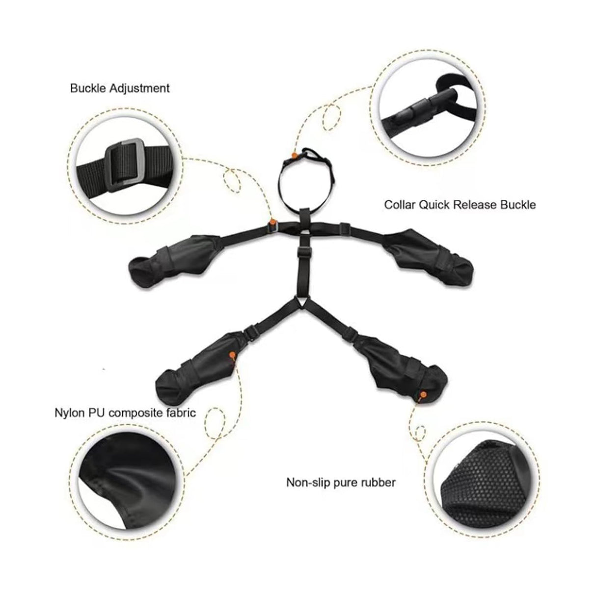 Waterproof, Anti-Slip Dog Boots for Small/Medium Dogs. Protects Paws on hot Pavement, Snow, and Outdoor Walks. Secure Harness Design. Ideal for All Seasons (L)