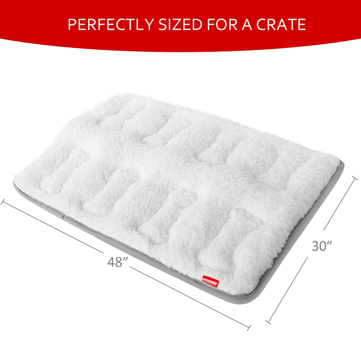 Moonsea Soft Plush Dog Bed Crate Mat, 48" X 30", Anti-Slip Bottom, Machine Washable, 3 Layers of Material for Ultimate Comfort