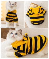 Selena Cat Bee Antennae Costume Hoodies Cute Bee Stripes Dog Kitten Puppy Pet Apparel (X-Large,Yellow&Black)
