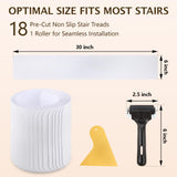 Wishtofly Clear Stair Treads Non Slip 30"x6", 18-Pack Anti Slip Stair Strips for Wooden Steps Indoor, Transparent Adhesive Pre-Cut Stair Step Grips, Safety for Elderly, Children and Dogs