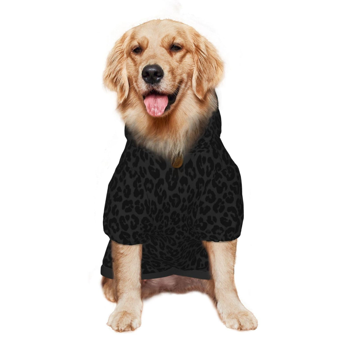 Dog Hoodie Dog Sweater Hooded Cold Weather Clothes Dog Sweatshirt Dark Gray Black Leopard Cheetah Print Outfits for Small Medium Large Dogs