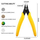 5pcs Micro Flush Cutters, Wire Cutter with Internal Spring, Diagonal Cutters for Electronics, Heating Wire, Model Sprue, Soft Copper Wire Snips, 5 Inches, Yellow