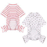 2-Pack Cotton Dog Pajamas Lightweight Dog Onesies for Small Medium Dogs and Cats Puppy Body Suits Cute Baby Dog Jumpsuit I Love My Mommy/Daddy Printed Pet Clothes, Grey Stars/Red Stripes, M