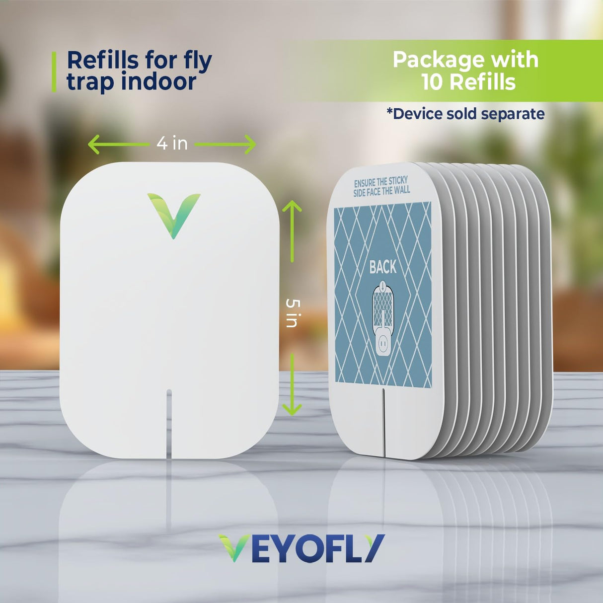 VEYOFLY Refills for Flying Insect Trap, Insect Catcher, Indoor Fly Trap, Safer Home, Fruit Fly Traps for Indoors, gnat Killer Indoor, Bug Killer, Mosquito Killer (Pack of 10)