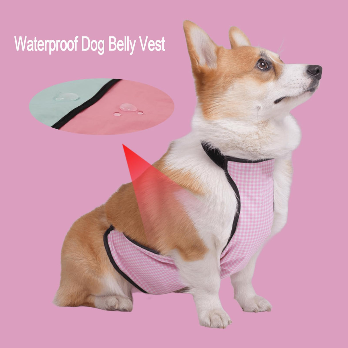 IUOUTG Waterproof Belly Vest for Corgi Anti-Dirty Dog Belly Cover Protector Raincoat for Short Leg Female Male Pet Outdoor Use