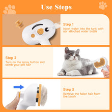Load image into Gallery viewer, Pet Steam Brush for Dog &amp; Cat – 3-in-1 Spray Hair Removal Comb for Shedding &amp; Grooming, Softens Fur &amp; Reduces Static – Water Brush for Long &amp; Short Coats, Bath-Hating Pets, Includes Waterless Shampoo
