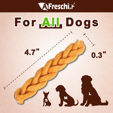 Load image into Gallery viewer, A Freschi srl Turkey Tendons for Dogs, Healthy Dog Treats, Rawhide-Free Puppy Chews, All Natural, Hypoallergenic Dog Treats, USA-Sourced Dog Snack, Dog Biscuit, Braided Sticks, 3.5 oz Pack
