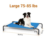 STARLATTA Elevated Cooling Dog Bed for Large Dogs,Waterproof Outdoor Pet Cot with Washable Breathable Mesh,Non-Slip Feet,Comfortable Dry Raised Dog Bed,50.8 x 31 x 8 Inches,Blue