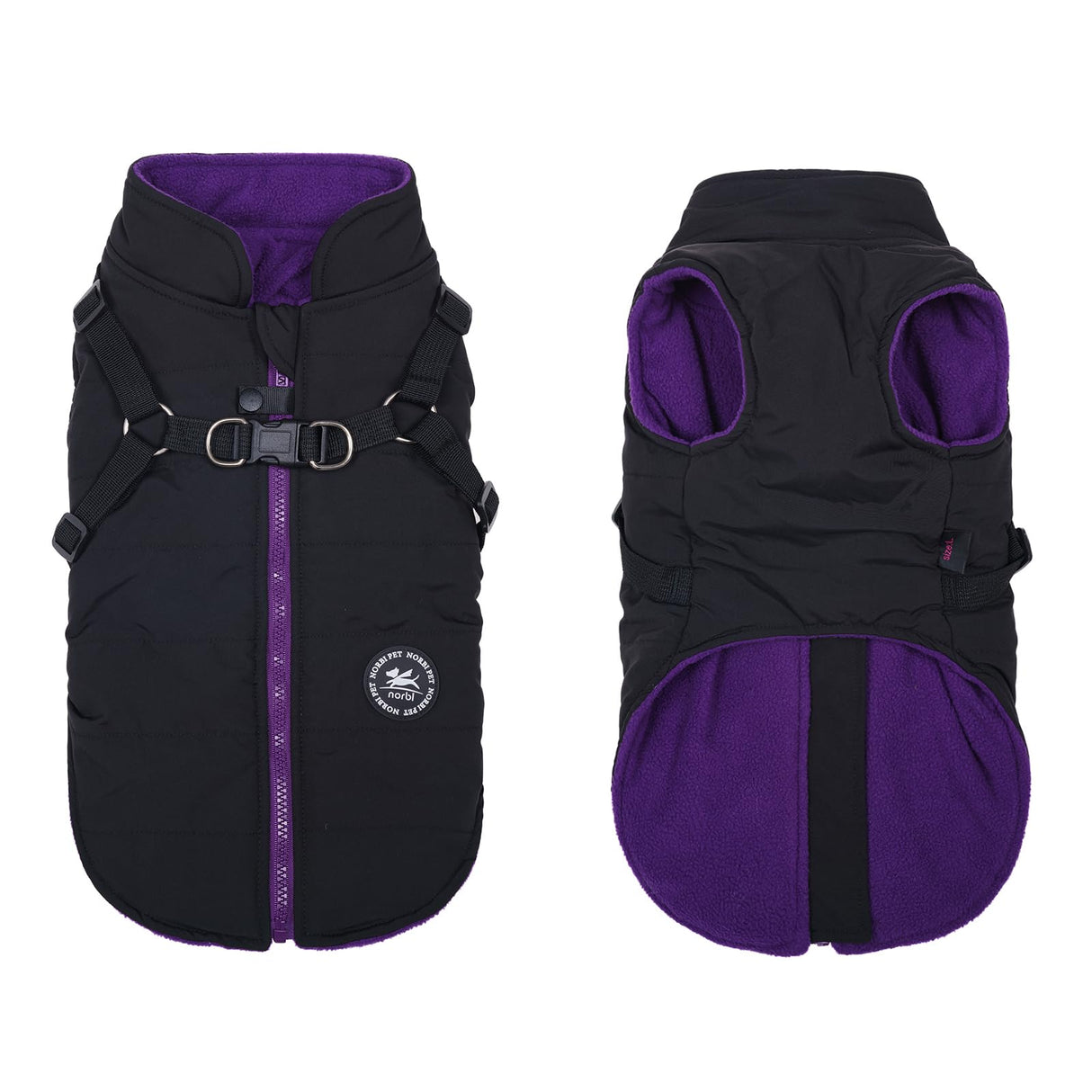 Norbi Dog Winter Coat with Harness Built in, Waterproof Windproof Jacket, Warm Puffer Vest for Small Medium Large Dogs, All Weather Cold Weather Gear for Walking(Black, 5XL)
