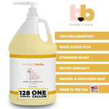 Salmon Oil for Dogs by Buddy’s Best – 1 Gallon (128oz) | 100% Norwegian Fish Oil | Human-Grade & Odorless | Omega 3 Supplement for Coat & Joints