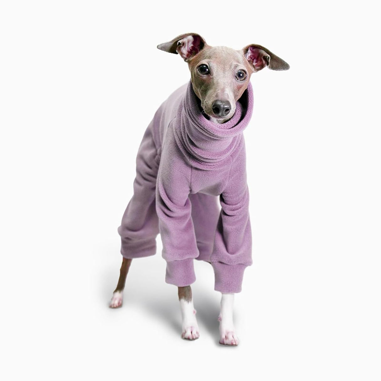 UOSIA Italian Greyhound Onesie Jumpsuit Clothes,Winter Warm Soft Fleece Four-Legged Turtleneck Whippet Thermal Pajamas Full Body Pet Pullover Coats Clothing for Medium Large Dogs