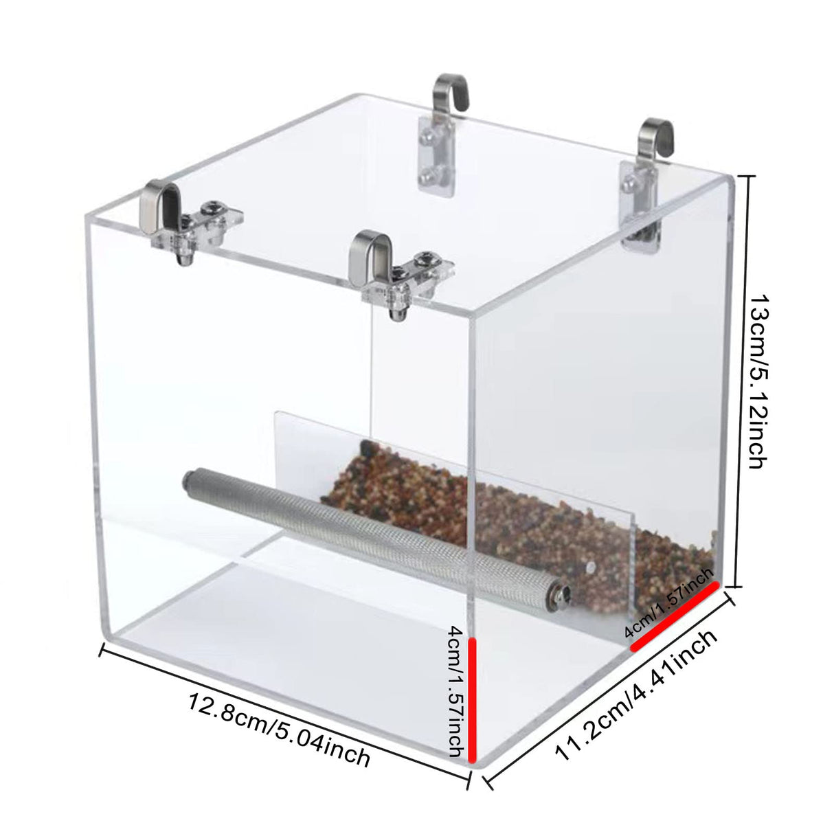 No Mess Bird Feeder for Cage, Automatic Acrylic Bird Feeder Seed Catcher Tray Cage with Stainless Steel Hooks for Small Parrots Canary Parakeet Budgerigar Crested Cockatiel Lovebird (Small)