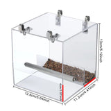 No Mess Bird Feeder for Cage, Automatic Acrylic Bird Feeder Seed Catcher Tray Cage with Stainless Steel Hooks for Small Parrots Canary Parakeet Budgerigar Crested Cockatiel Lovebird (Small)