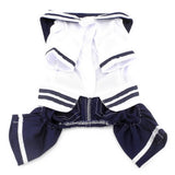 SELMAI Boy Navy Captain Costume Jumpsuit Seaman Outfits for Small Dog Cat Puppy Tee Shirts with Pants Chihuahua Clothes M