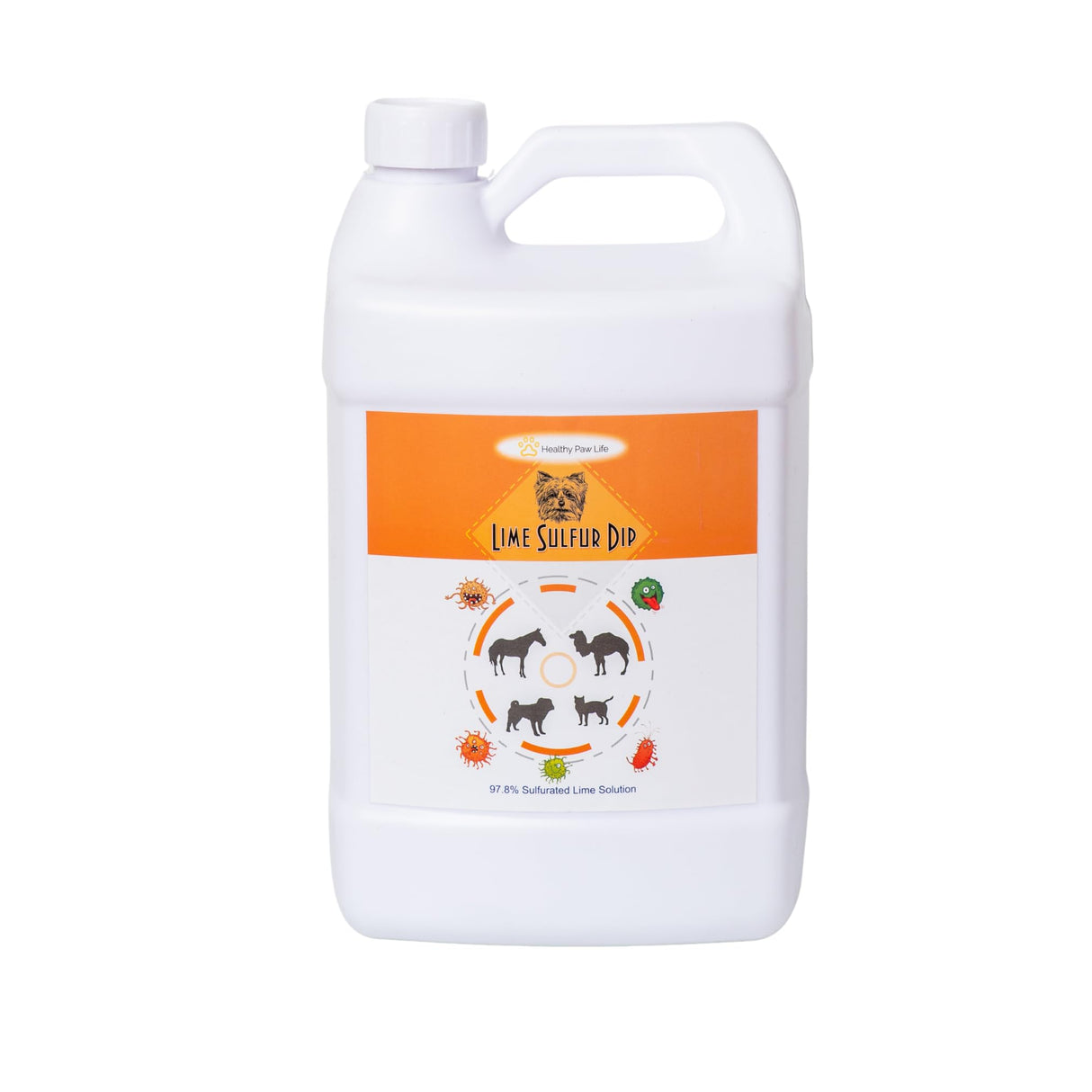 Healthy Paw Life - Lime Sulfur Dip - Pet Care for Itchy and Dry Skin - Xtra Strength Formula - Safe Solution for Dog, Cat, Puppy, Kitten, Horse (1 Gallon)
