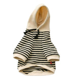 HQREA Classic Fashion Striped Dog Coats for Small Dogs Pullover Puppy Hoodie Sweatshirt French Bulldog Clothes for Female Dogs(Black,L)